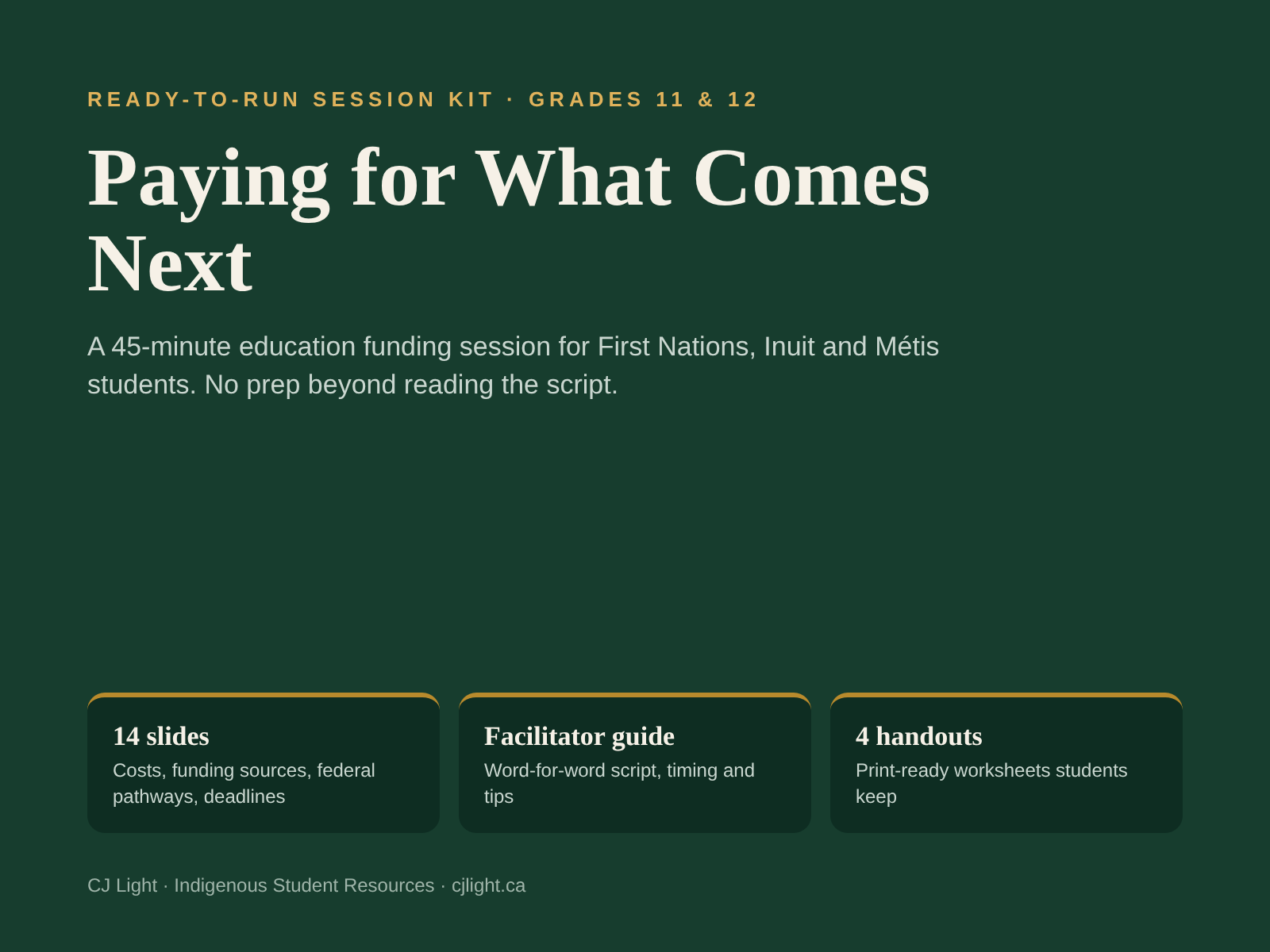 Paying for What Comes Next session kit cover